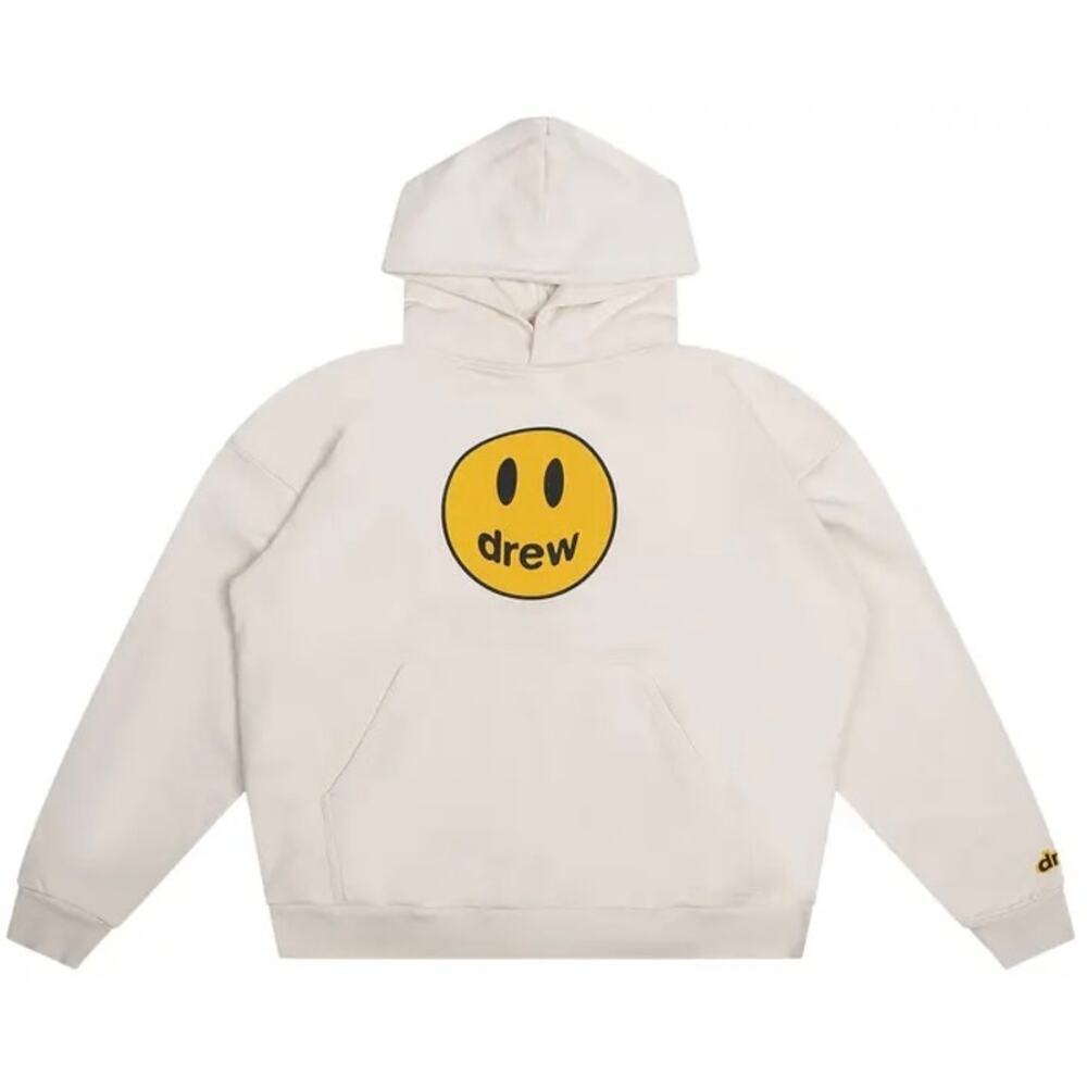 Drew House Mascot Hoodie‎ Chalk Smiley Face Logo Pullover Heavyweight Sweatshirt
